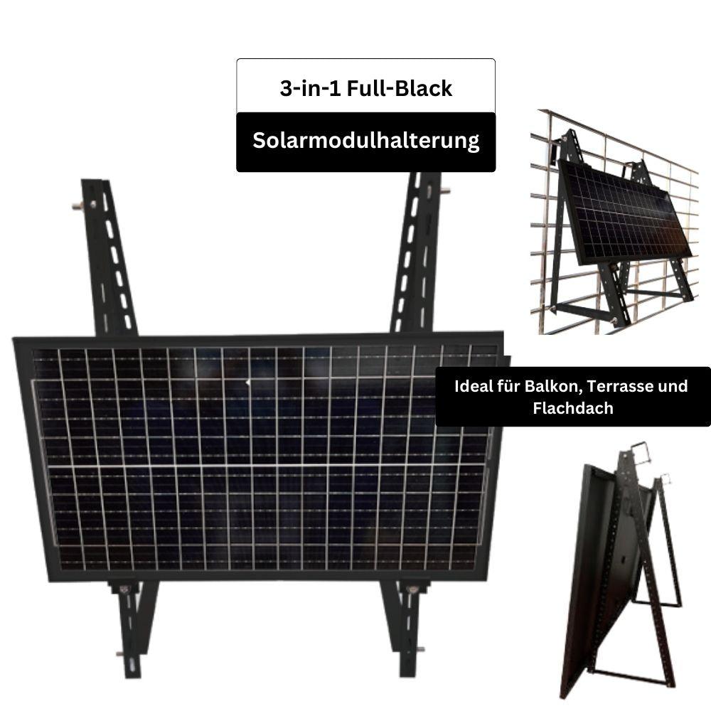 3-in-1 Balkonkraftwerk Solarmodulhalterung schwarz