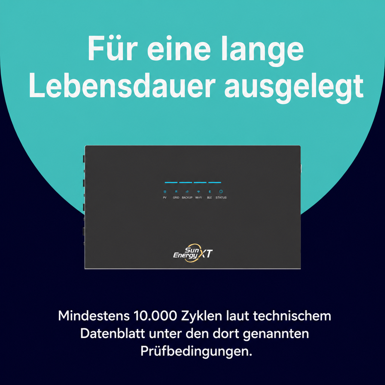 SunEnergyXT 500 mit mindestens 10.000 Zyklen laut technischem Datenblatt