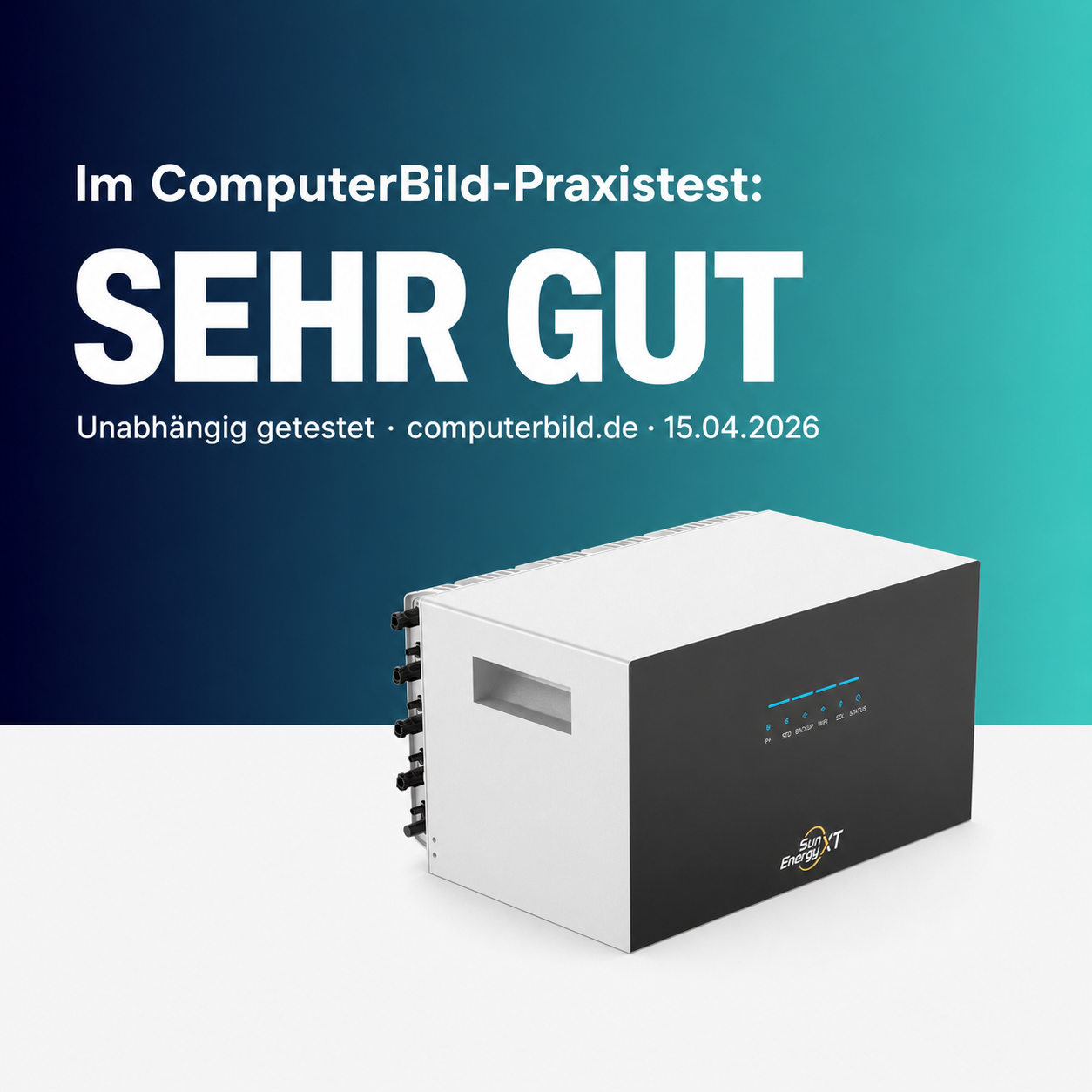SunEnergyXT 500 im ComputerBild-Praxistest mit SEHR GUT bewertet am 15.04.2026