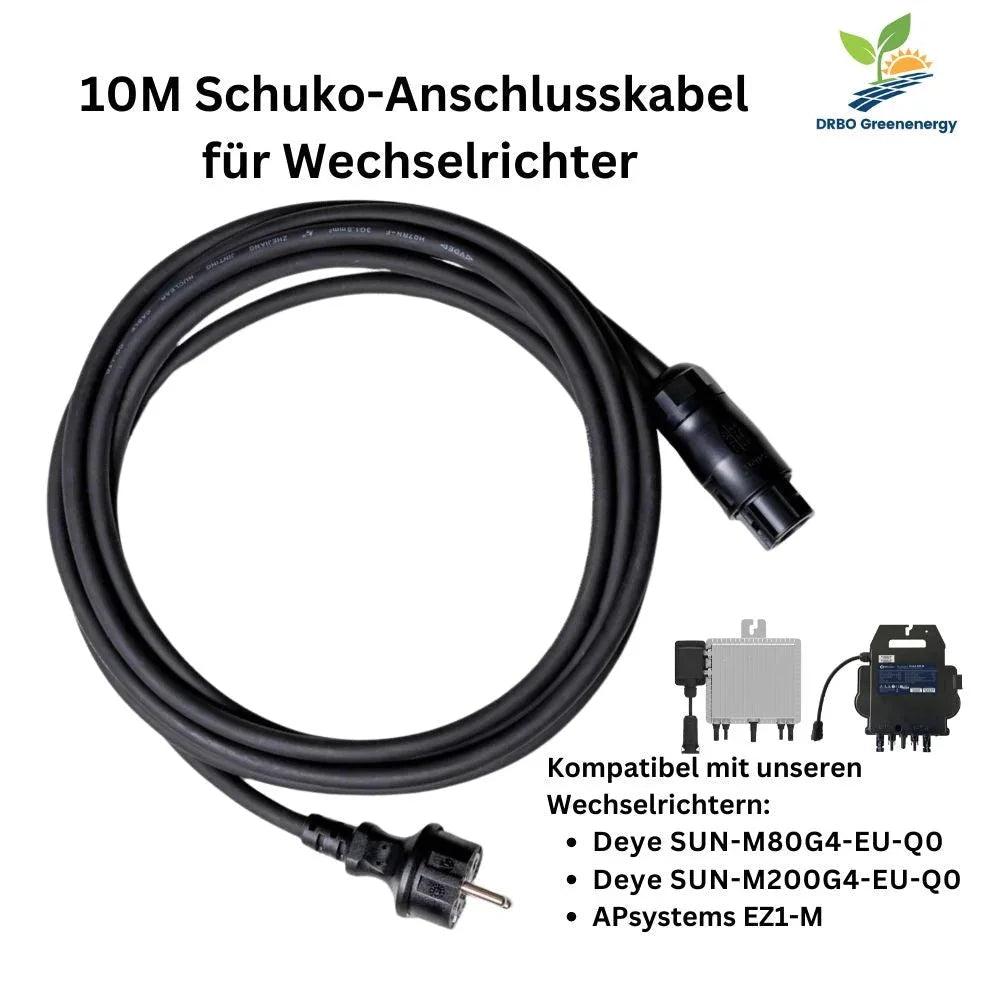 Schuko-Anschlusskabel 5M /10M /15M für APsystems EZ1-M & Deye SUN-M80G4-EU-Q0 DRBO Greenenergy