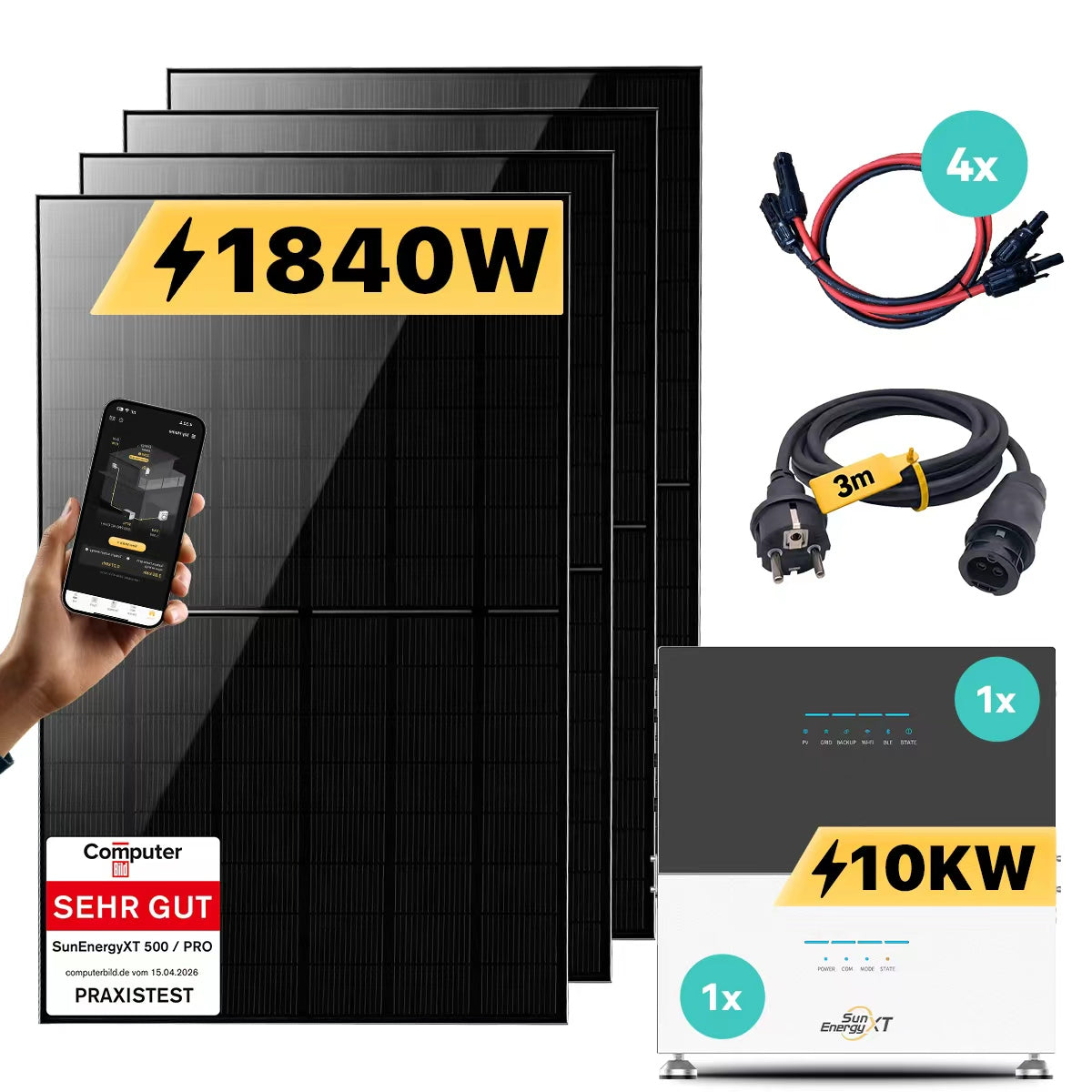 SunEnergyXT 500 Balkonkraftwerk-Speicher-Set 10 kWh | 800 W | 4×460 Wp | F03 – Produktansicht 11