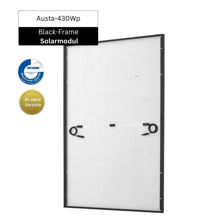 430 Wp AUSTA Solarmodul Black Frame - AUSTA AU430-27V-MH Sunlit Solar