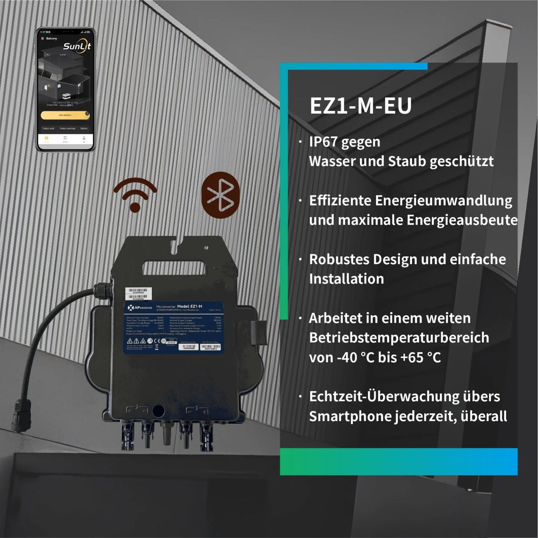 APsystems EZ1-M 800 Watt Mikrowechselrichter - WLAN, Bluetooth Sunlit Solar