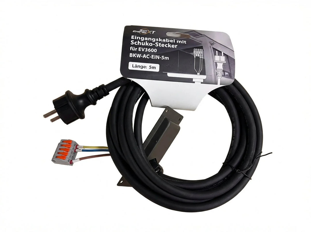 EV3600 Eingangskabel mit Schuko-Stecker inkl. passender Abdeckung – 5 Meter DRBO Greenenergy