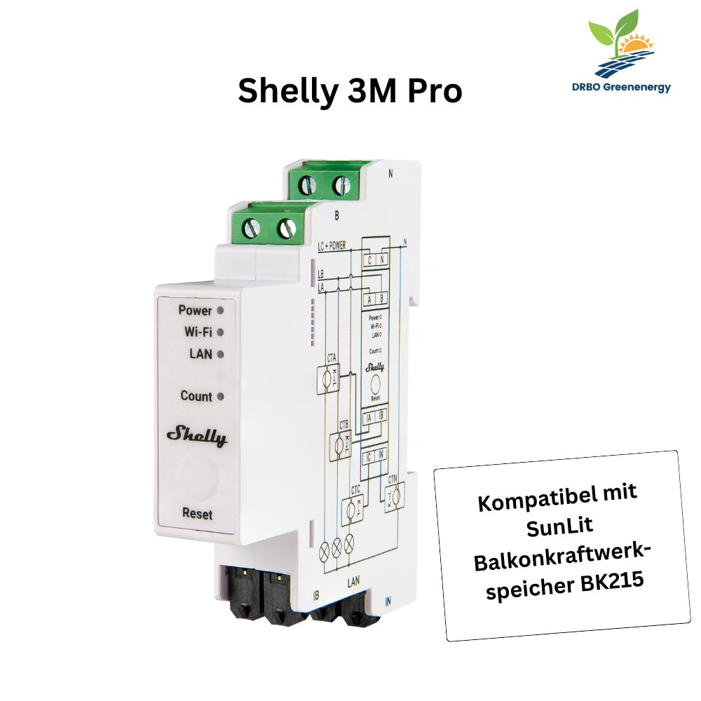 Shelly Pro 3EM (120A) - Smart Energy Stromverbrauchsmessgerät DRBO Greenenergy