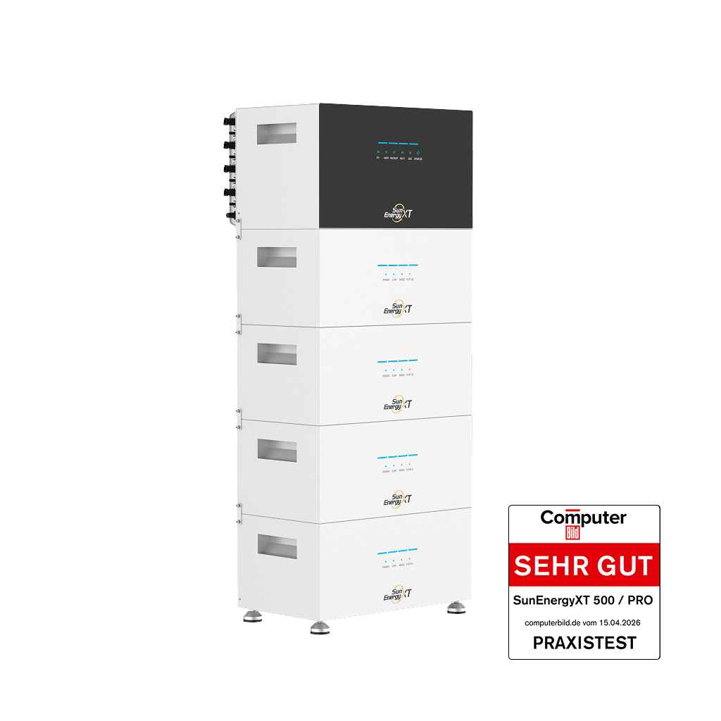 SunEnergyXT 500 mit 4 B500 Erweiterungsbatterien (25 kWh) – ComputerBild SEHR GUT