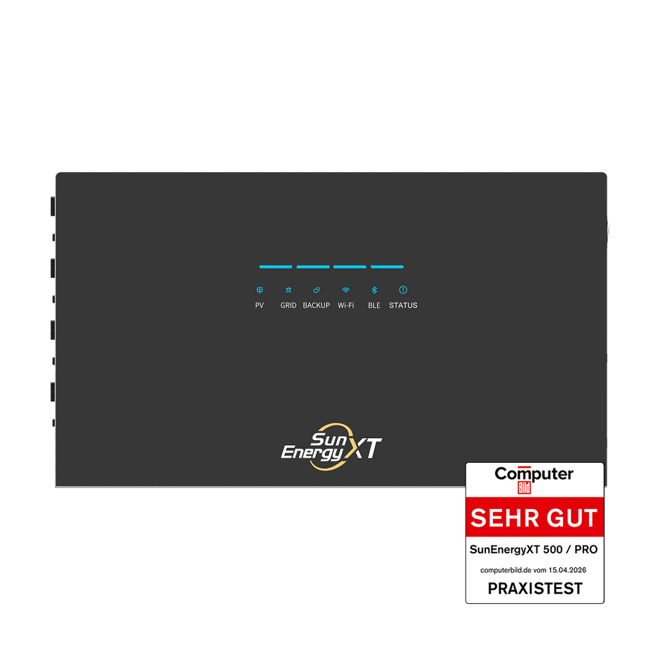 SunEnergyXT 500 Serie Frontansicht – ComputerBild SEHR GUT Praxistest