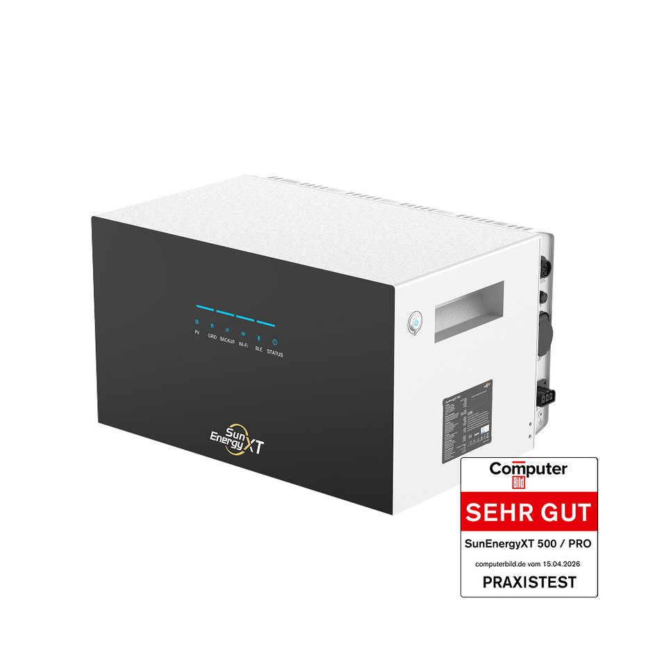 SunEnergyXT 500 Serie Seitenansicht – ComputerBild SEHR GUT Praxistest