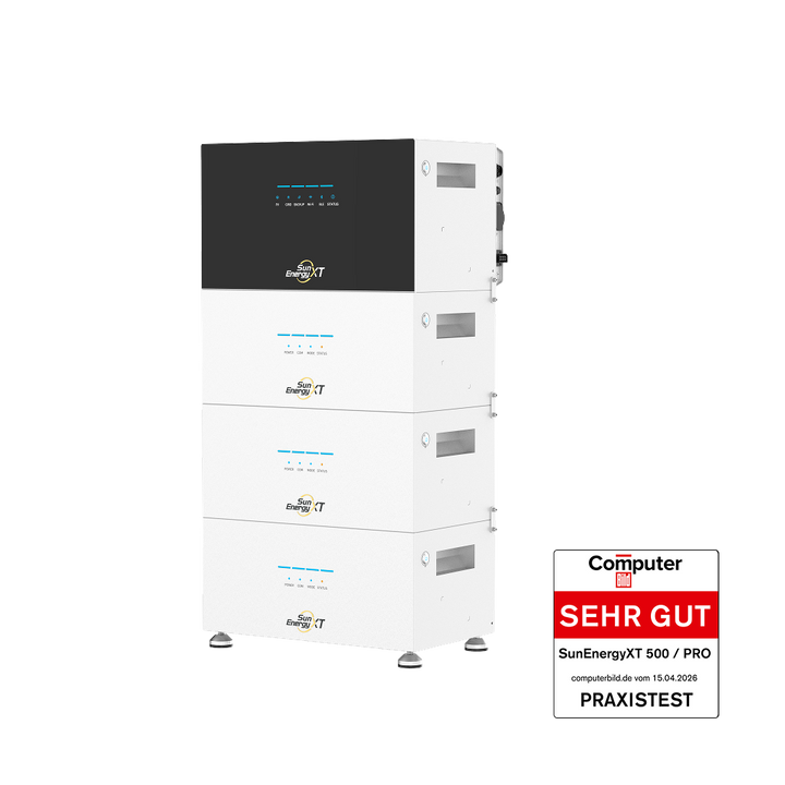 SunEnergyXT 500 PRO mit 3 B500 Erweiterungsbatterien (20 kWh) – ComputerBild SEHR GUT