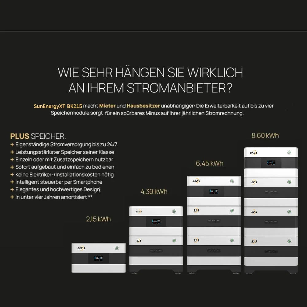 SunEnergyXT BK215 Kopfspeicher (REFURBISHED) - 2,15 kWh · Sofort lieferbar SunEnergyXT