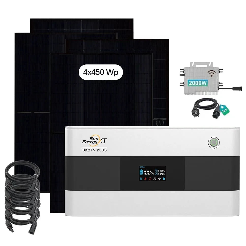SunEnergyXT BK215 PLUS (2,15 kWh) XXL inkl. 4x 450 Wp Solarmodule + 2000 W Wechselrichter SunEnergyXT