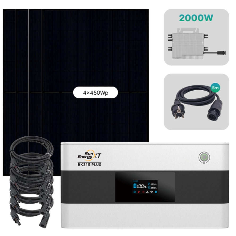 SunEnergyXT BK215 PLUS (2,15 kWh) XXL inkl. 4x 450 Wp Solarmodule + 2000 W Wechselrichter SunEnergyXT