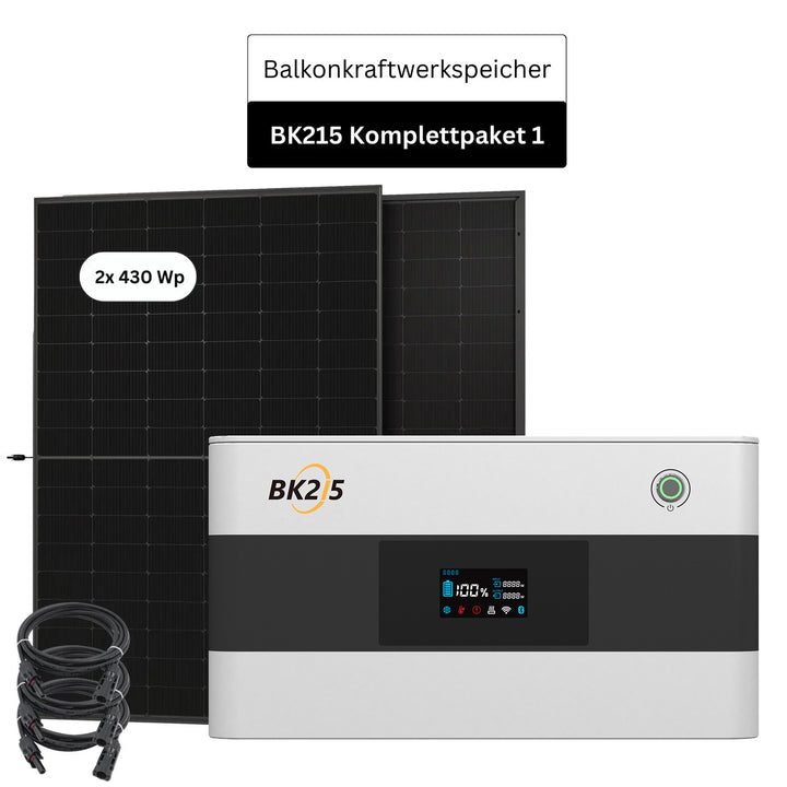 SunLit Balkonkraftwerkspeicher BK215 Sparpaket 01 inkl. 2x 430 Wh Solarmodulen SunEnergyXT Solar