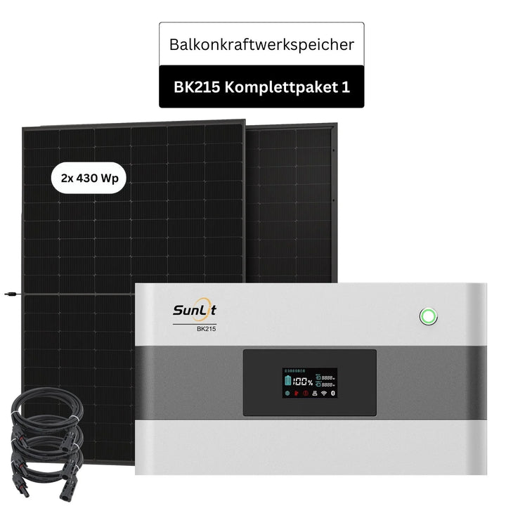 SunLit Balkonkraftwerkspeicher BK215 Sparpaket 01 inkl. 2x 430 Wh Solarmodulen Sunlit Solar