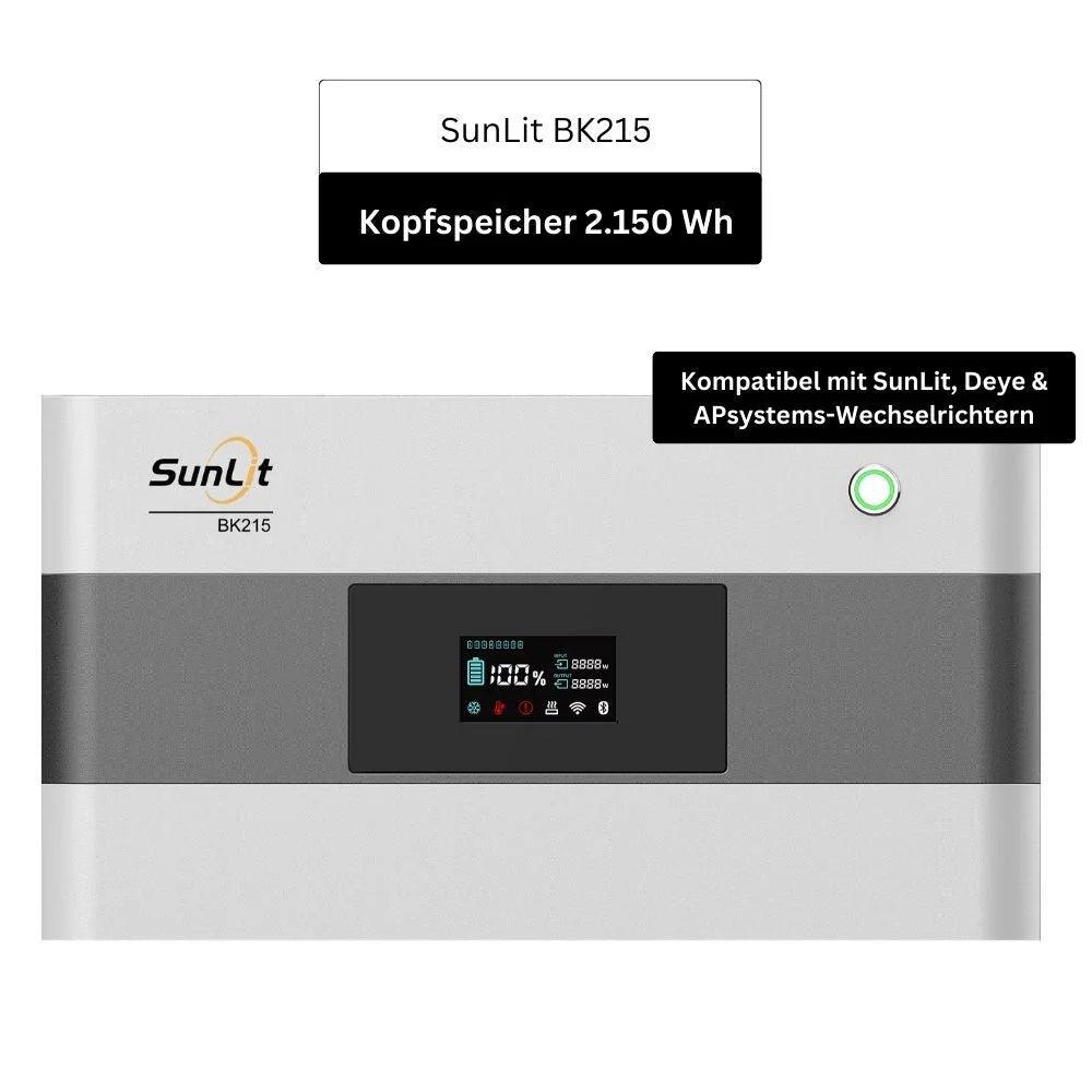 SunLit Balkonkraftwerkspeicher BK215 Sparpaket 03 inkl. 2x 430 Wh Solarmodulen & Wechselrichter SunLit