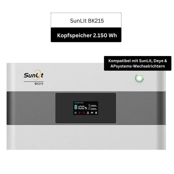 SunLit Balkonkraftwerkspeicher BK215 Sparpaket 03 inkl. 2x 430 Wh Solarmodulen & Wechselrichter SunLit