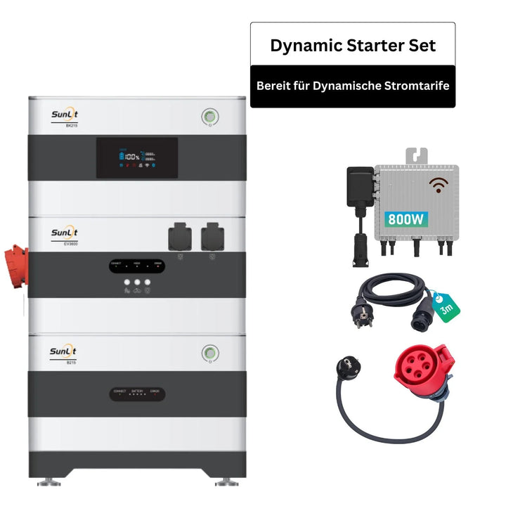 SunLit Dynamic Starter Set - Bereit für Dynamische Stromtarife SunLit inkl. 4,3 kWh Speicher, SunLit EV3600 und 800 Watt Wechselrichter