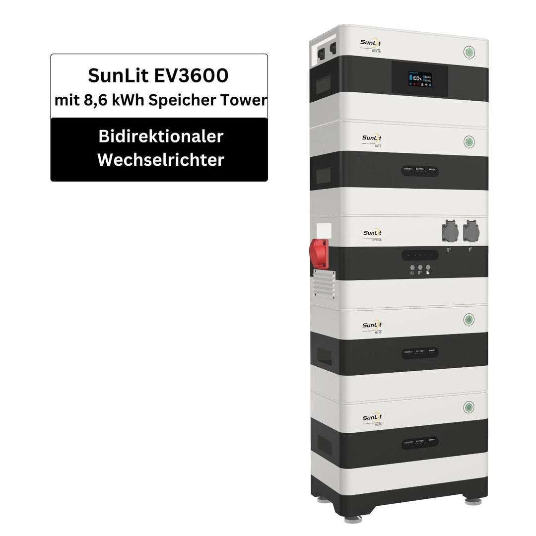 SunLit EV3600 mit 8,6 kWh Speicher-Tower SunLit