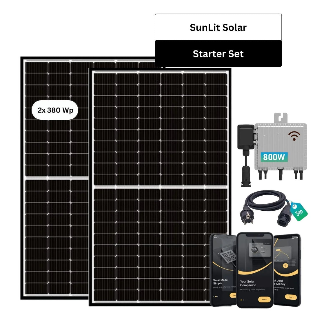 SunLit Starter Set - SunLit 760 Watt Balkonkraftwerk Plug & Play Komplettset Sunlit Solar