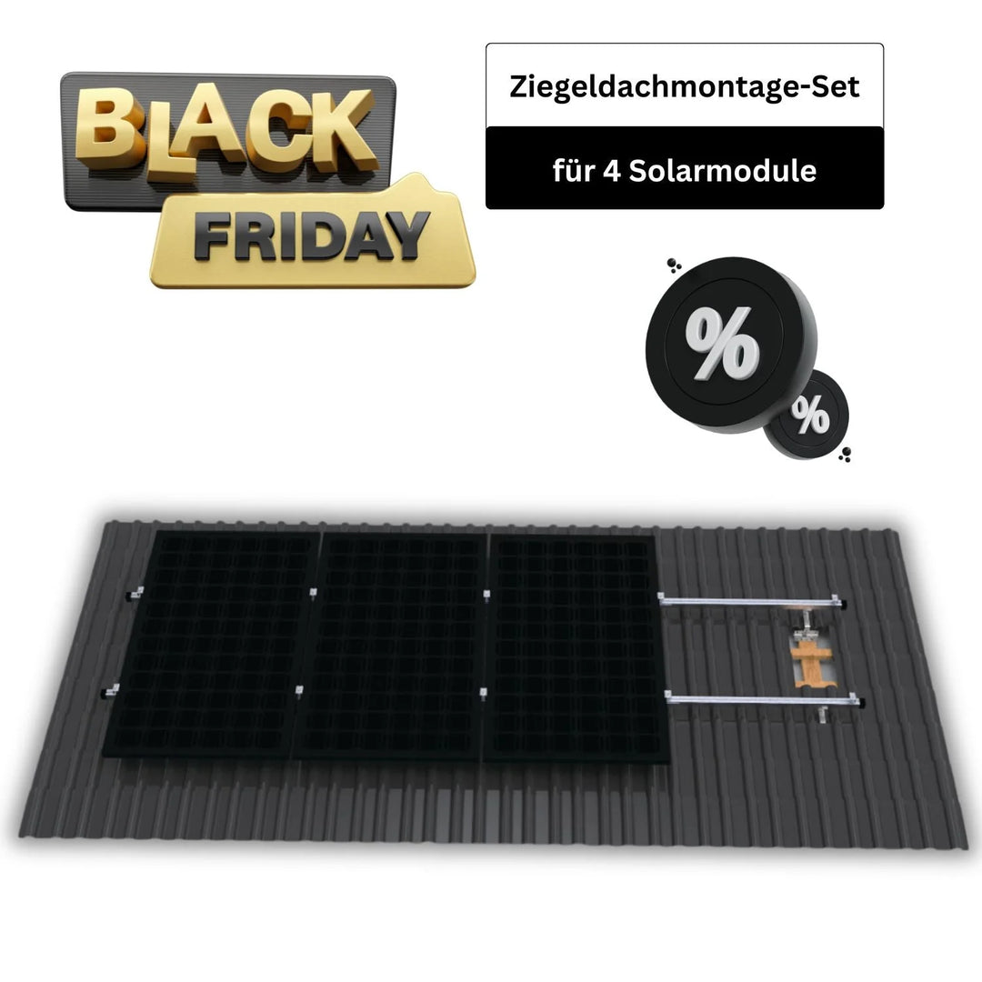 SunLit Ziegeldach Montagesatz für 4 Solarmodule - Dachhaken SunLit