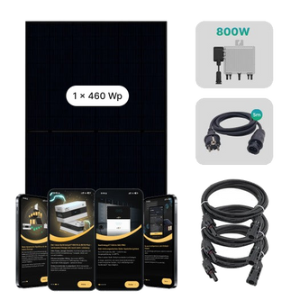 DRBO Greenenergy Balkonkraftwerk-Komplettset mit 1 × 460-Wp-Solarmodul und Zubehör