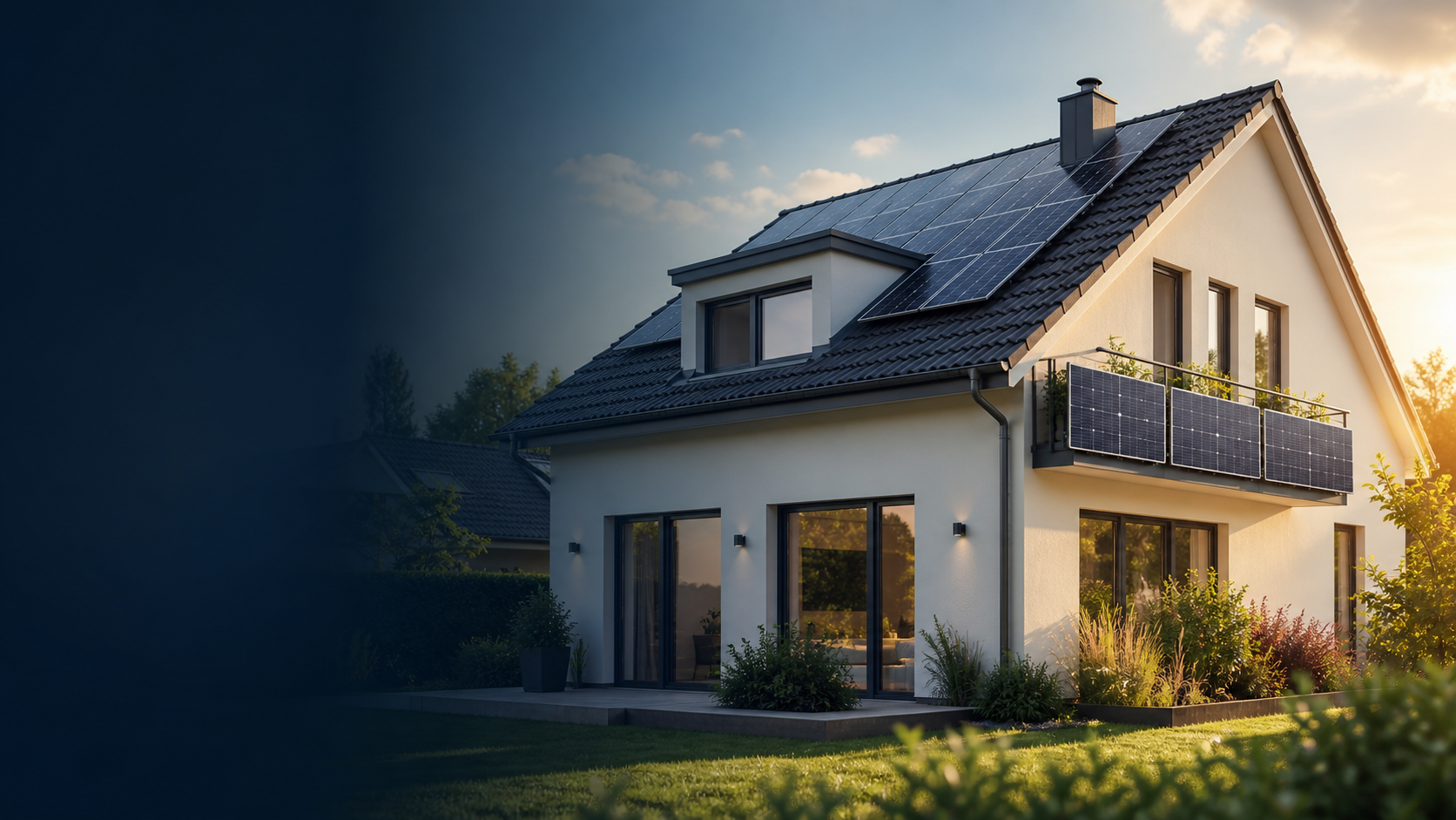 Solarpanels am Wohnhaus ohne saisonales Kampagnenthema