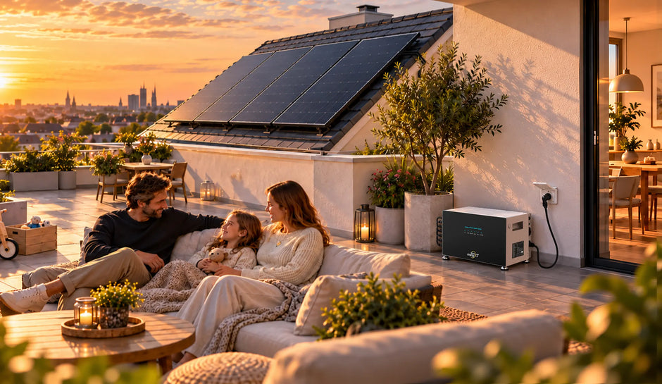 SunEnergyXT 500 Lite auf einer Dachterrasse mit Photovoltaikanlage