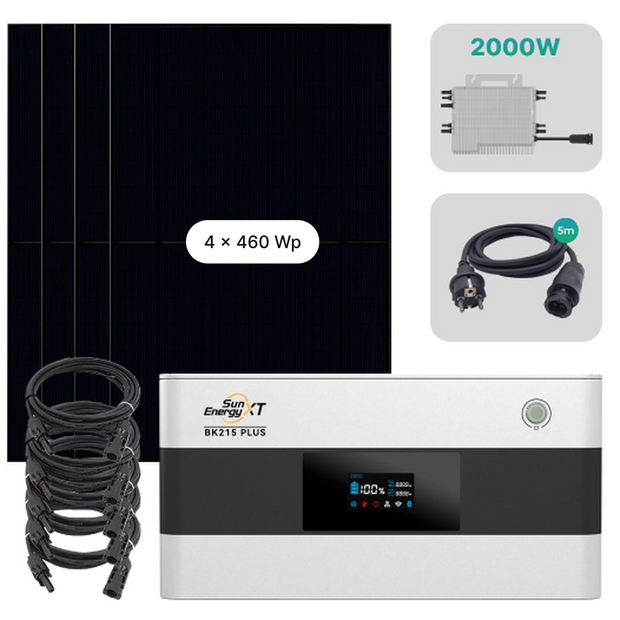 SunEnergyXT BK215 PLUS XXL Set mit 4 × 460-Wp-Solarmodulen und 2.000-W-Wechselrichter