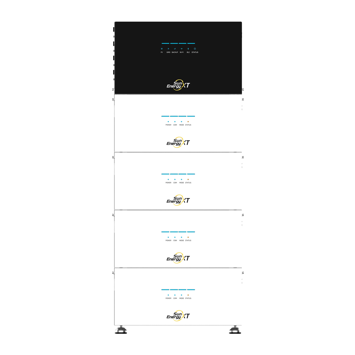 SunEnergyXT 500 PRO AC CORE mit 4 B500 Erweiterungsbatterien, Frontansicht des Sets