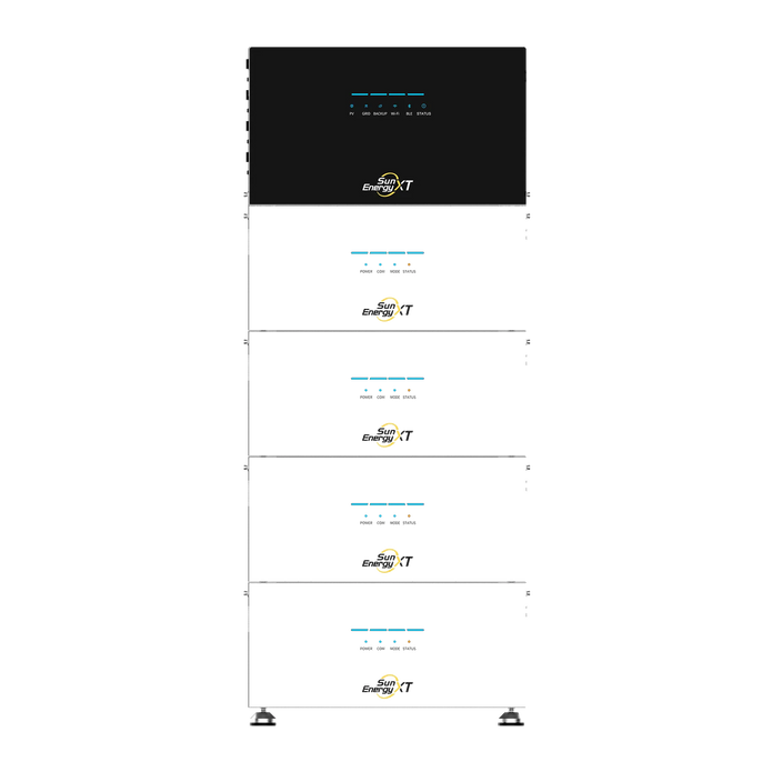 SunEnergyXT 500 PRO AC CORE mit 4 B500 Erweiterungsbatterien, Frontansicht des Sets