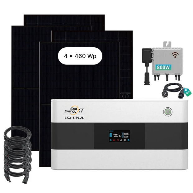 SunEnergyXT BK215 PLUS Sparpaket 03 mit 4 × 460-Wp-Solarmodulen und 800-W-Wechselrichter