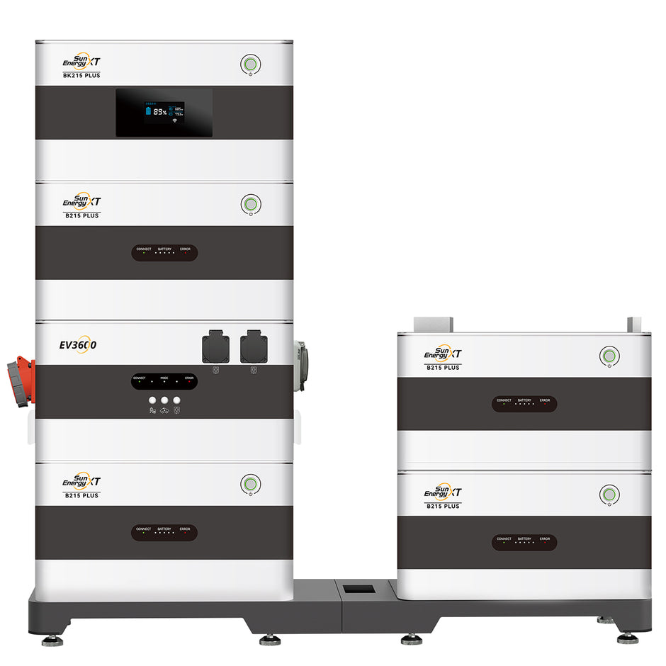 SunEnergyXT Basis mit beispielhafter BK215 PLUS, B215 PLUS und EV3600 Systemkonfiguration