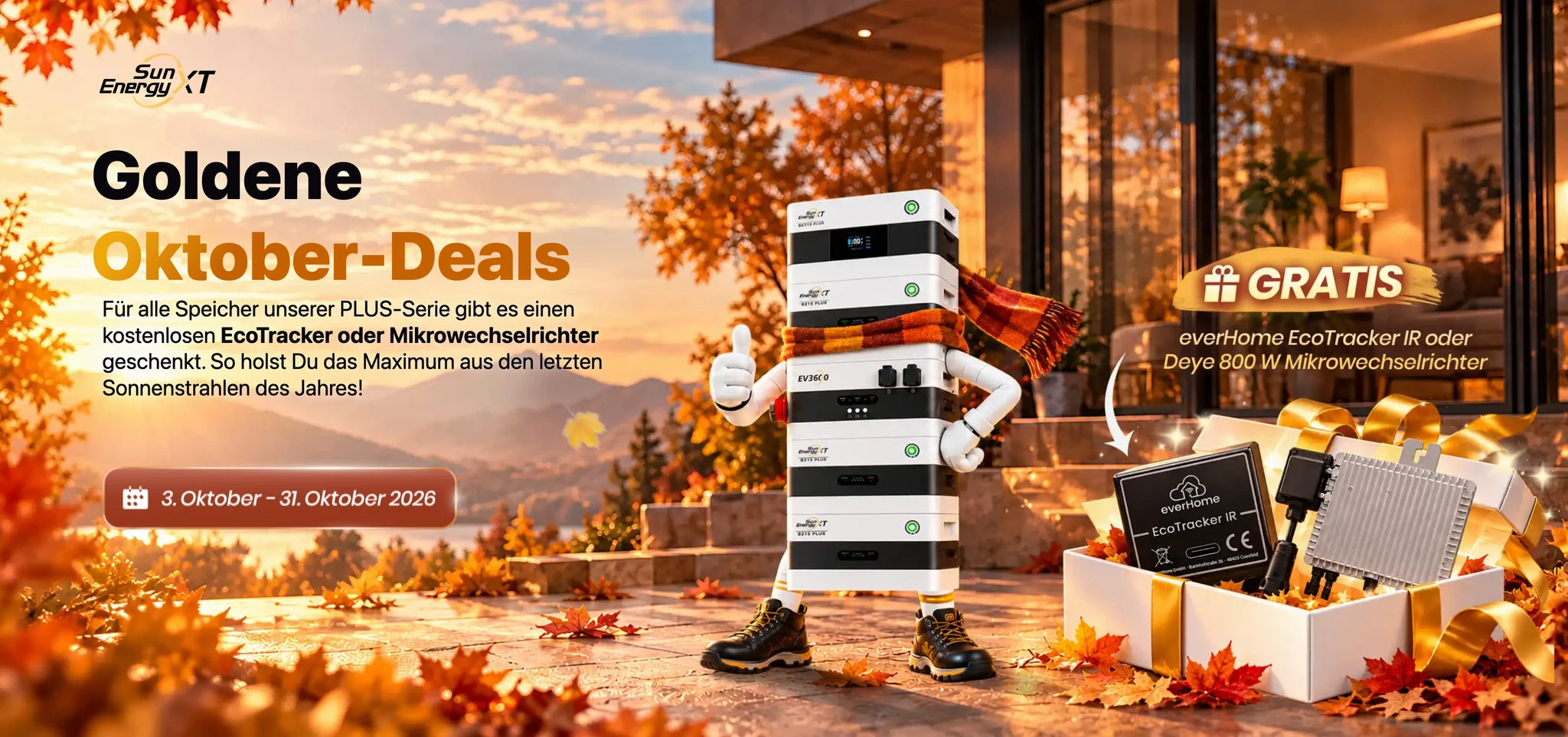 SunEnergyXT Herstelleraktion im Oktober 2026 – offizielles Aktionsmotiv mit deutschem Text.